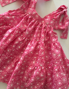 'PINK DAISY' Tie Shoulder Ruffle Dress - SIZE 2