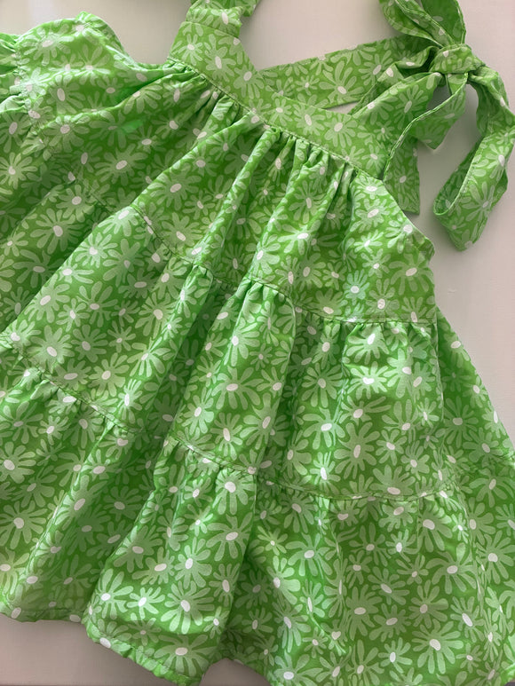 GREEN DAISY' Tie Shoulder Ruffle Dress green & grae GREEN DAISY' Tie Shoulder Ruffle Dress green & grae
