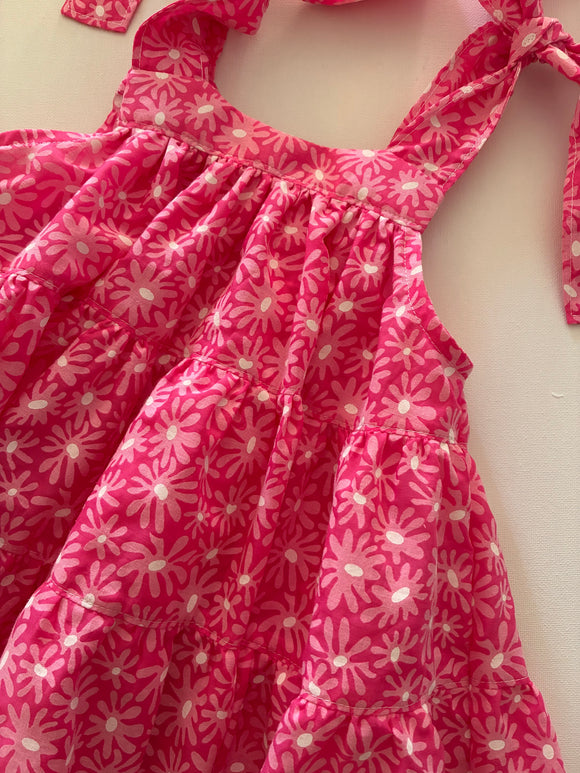 'PINK DAISY' Tie Shoulder Ruffle Dress - SIZE 2