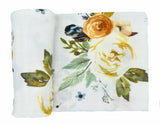 Baby wrap/swaddle 'AUTUMN ROSE-White' sweet pea gauze