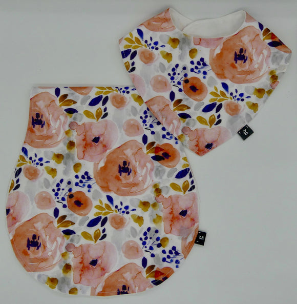 'GENEVIEVE' basic bandana bib & burp cloth 2 piece set