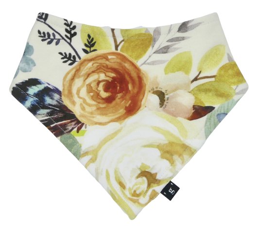 zzOrganic cotton basic bandana bib 'AUTUMN ROSE-Cream'